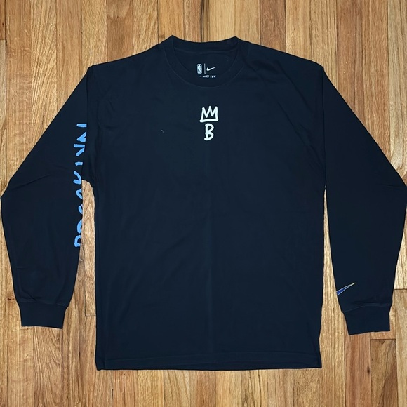 Nike Brooklyn Nets Courtside City Edition Sports Sweatshirt Men's Black - Picture 2 of 6